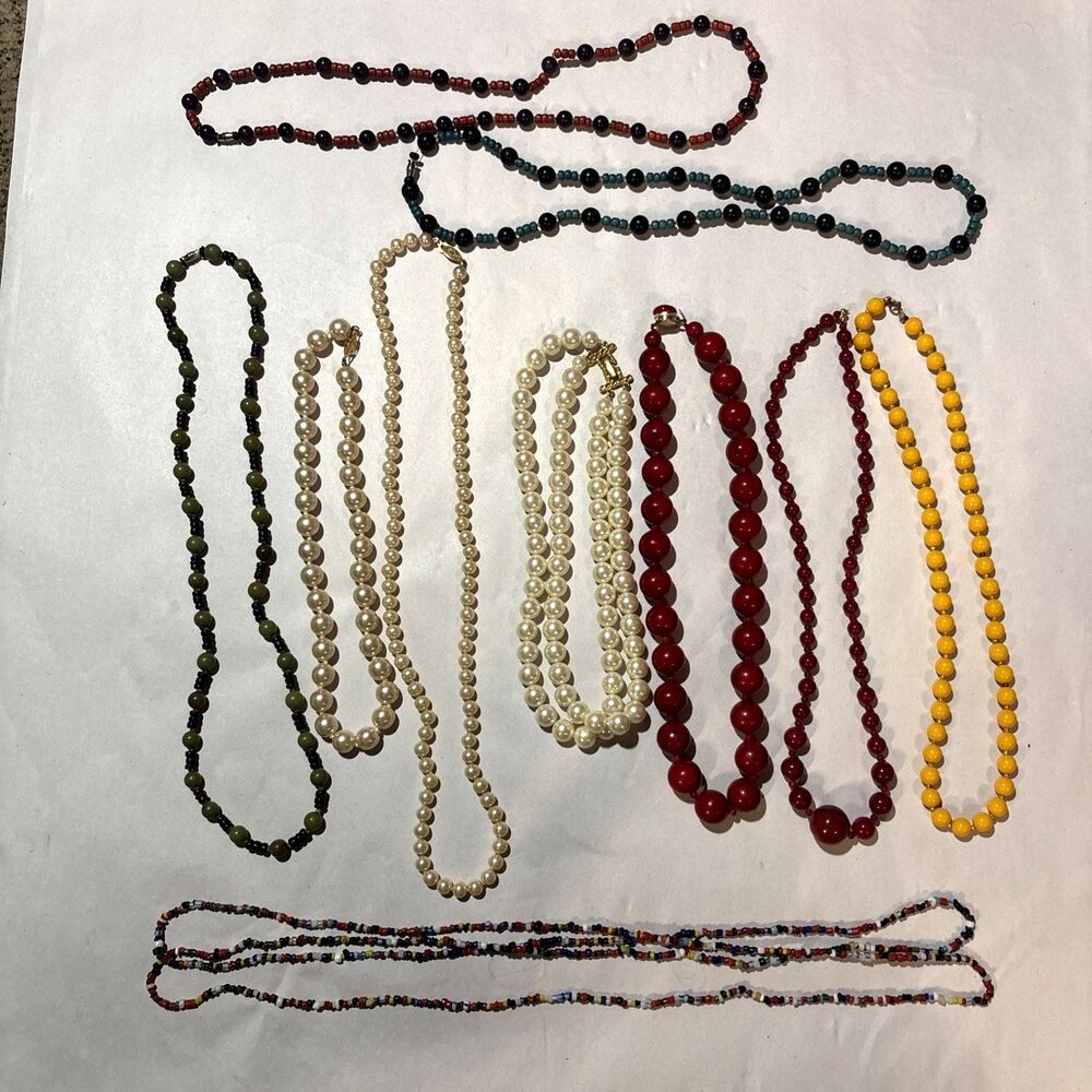 Vintage Lot of 10 Beaded Costume Necklaces